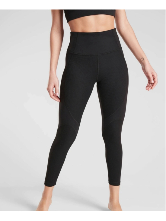 Athleta Pants - Athleta Rise Up Rib 7/8 Tight in Powervita, BLACK SIZE Small high rise
